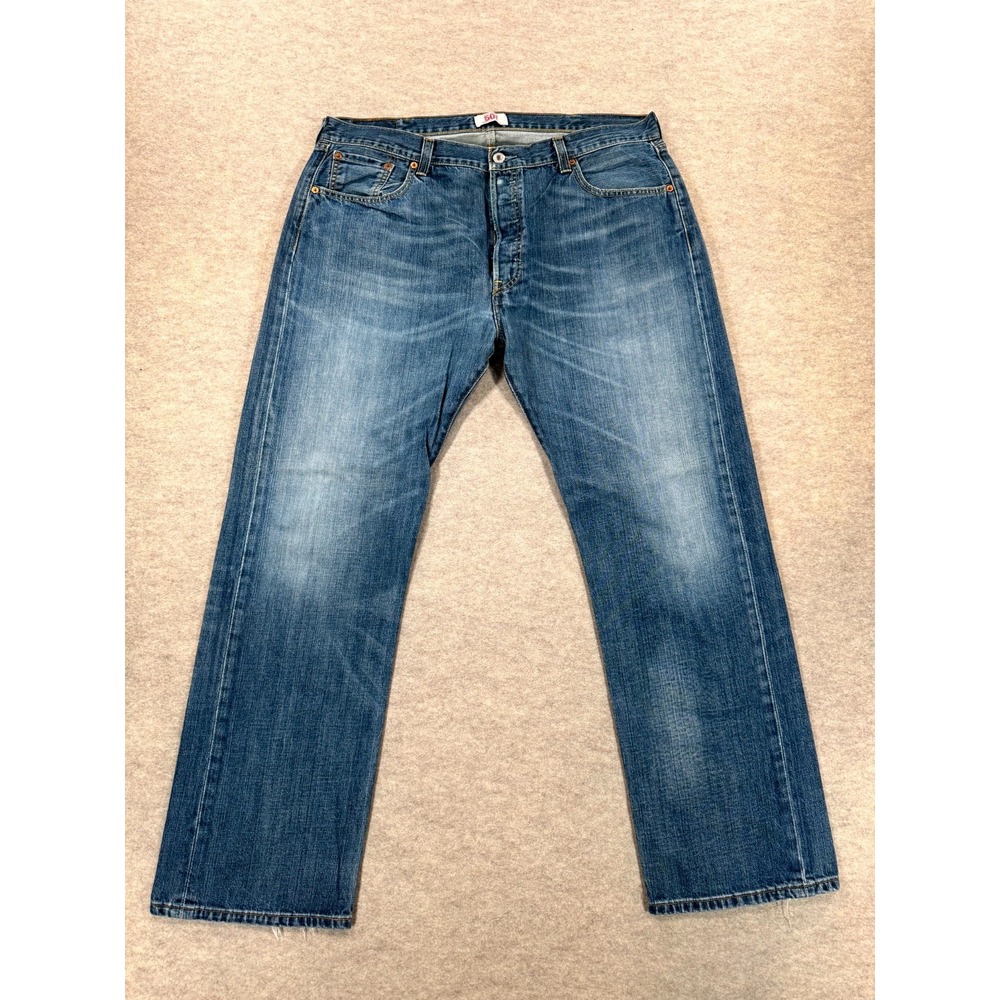 Levis 501 Original Fit Jeans Men 40x32 Blue Denim Cotton Straight Leg Button Fly
